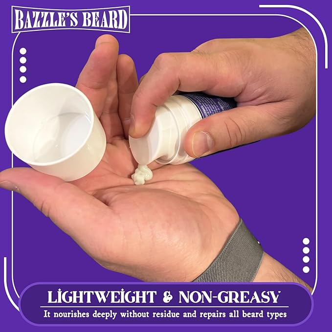 Bazzle's Beard Mask – Hydrating & Strengthening Mustache Conditioner Infused with Avocado Oil, Rejuvenating Beard Balm with Biotin for Hair Growth & Repair for Men, Facial Hair & Mustache Growth Balm