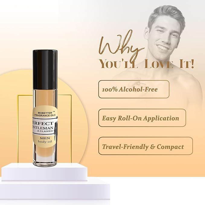 MOBETTER FRAGRANCE OILS Perfect Gentleman A Classic Men Cologne Body Oil 1/3 oz roll on Glass Bottle