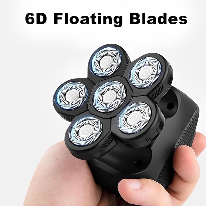 6 Blades Head Shaver Replacement Heads,6D Head Shaver Replacement Blades Compatible with Many Brand Bald Shavers for Men,Waterproof,Wet and Dry Use for Home and Travel,2 Pack.