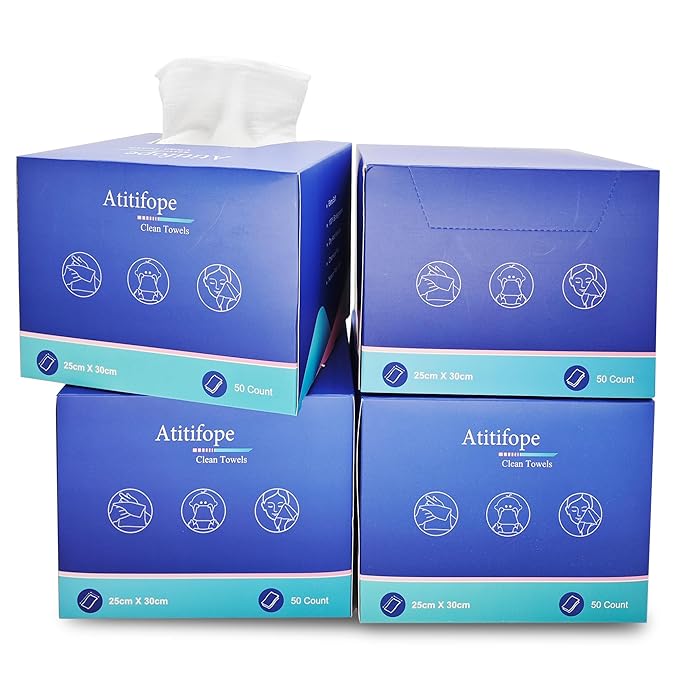 Disposable Cloths For Face 200Count Travel Cleaning Cloths Clean Towels Makeup Remover Wipes (4Boxes)