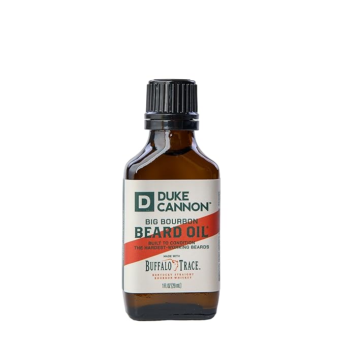 Duke Cannon Bourbon Beard Oil for Men – Bourbon Scented Beard Conditioner – Softens, Strengthens & Controls Frizz – 1 fl oz Grooming Oil