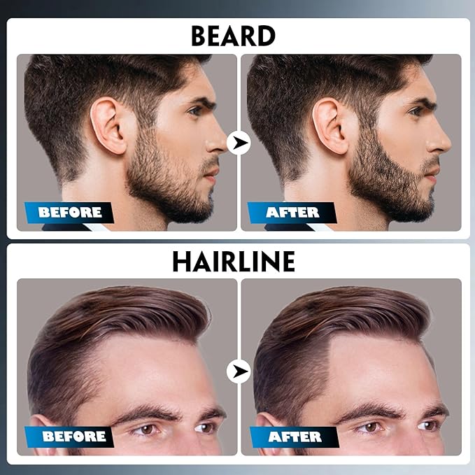 Beard Pencil Filler for Men Black - Beard Pen with Beard Brush Waterproof, Barber Pencil Long-Lasting Mens Grooming Kits Create Natural Beard Color Gifts for Men, Mens Gifts Ideas (Black)
