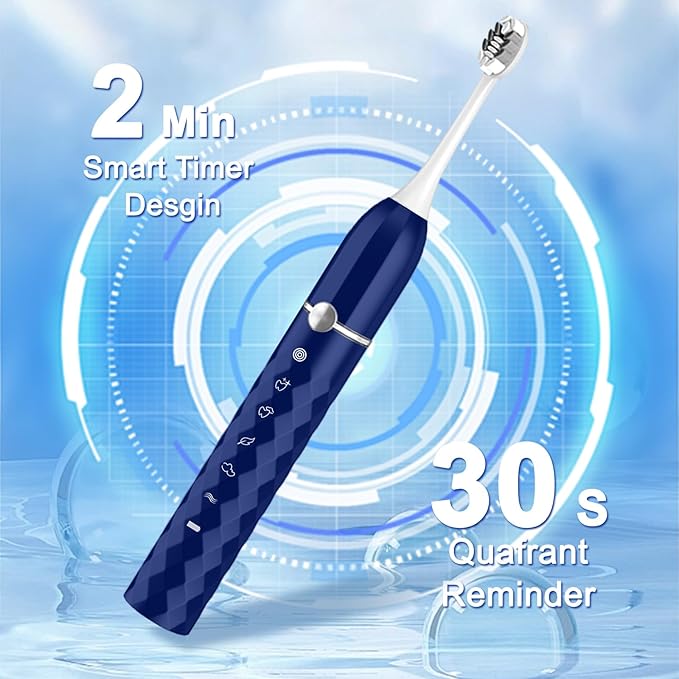 Electric Toothbrush Set, Equipped with 10 Brush Heads and Travel case, IPX8 Waterproof, 2-Minute Timer, 42000 high-Frequency Vibrations, 5 Modes, The First Choice for Gift Giving