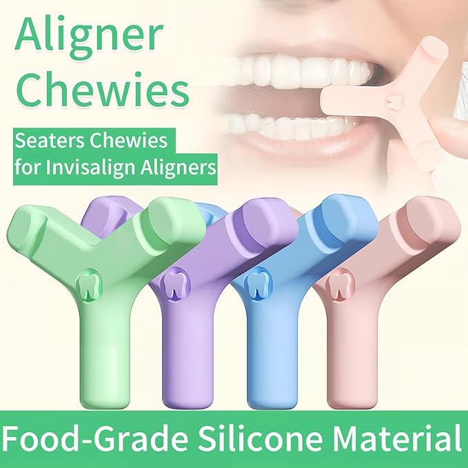 Aligner Chewies for Invisalign,4 PCS Medical Grade Silicone Orthodontic Chompers