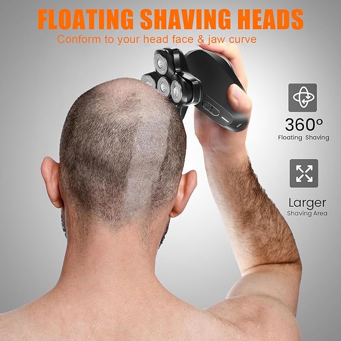Universal Magnetic 5 Blades Compatibility for MANSCAPED Replacement Blade Pad - Five Stainless Steel Rotary Pivoting Blades for Smooth Shave, Magnetic Attachment for Men's Head Shaver(2-Pack)