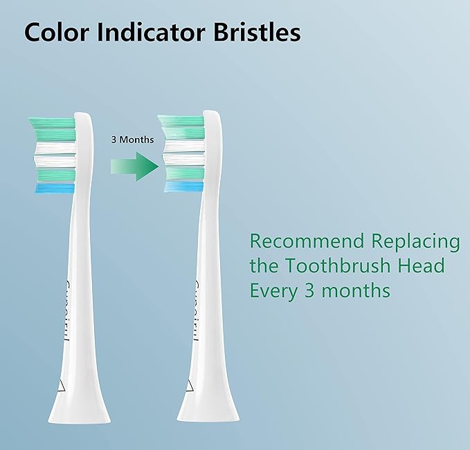 Toothbrush Replacement Heads Compatible with Philips Sonicare Replacement Heads, Electric Brush Head for 4100 5100 6100 9023 W Optimal Plaque Control 10 Pack, Green-blue