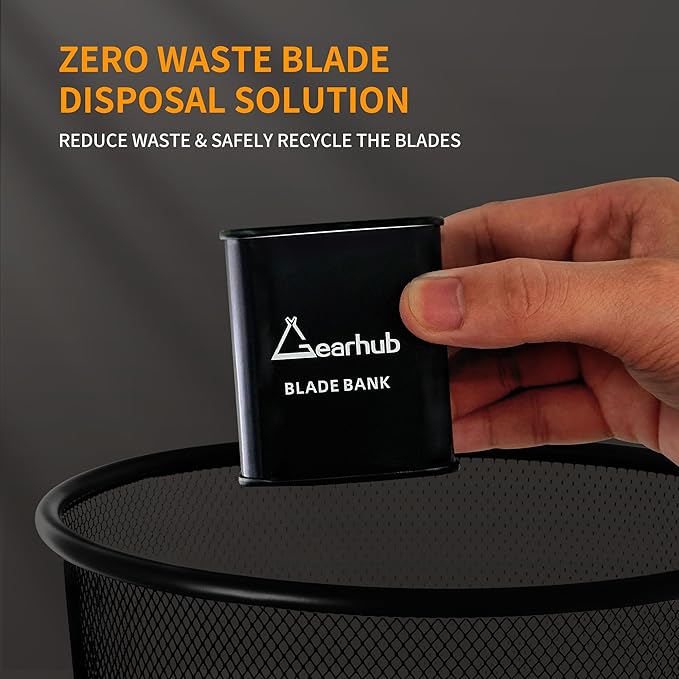 Gearhub Blade Bank Sharps Disposal Container Safely Store Used Safety Razor Blades Large Capacity for Barber Shops & Personal Use Sealed Design Holds 300+ Blades, Compact & Durable