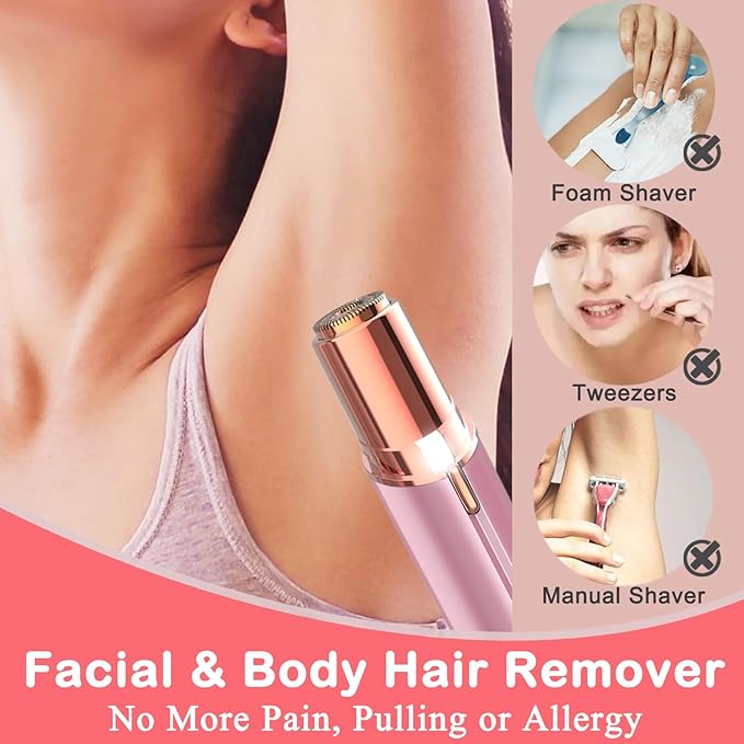 Facial Hair Remover for Women - Lady Removal Shaver - USB Rechargeable Lady Face Epilators Trimmer for Face Lips Chin Peach Fuzz Arms Legs