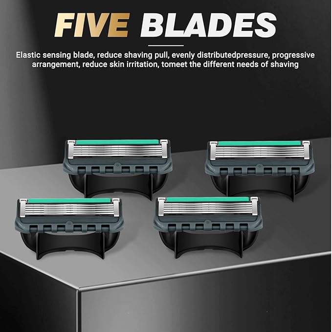 12-Blade Replacement Cartridge Set - Five-blade technology delivers a smooth shave - 2025 New Model in Teal, achieving a smooth shave while reducing irritation