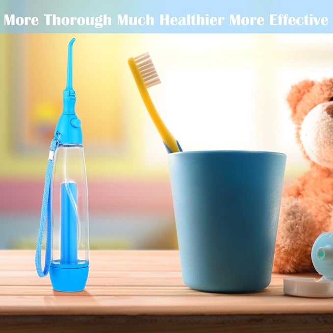 Water Dental Flosser for Teeth Oral Irrigator Water Teeth Cleaner Non Electric Portable Affordable Oral Irrigator Cordless Manual Air Pressure Simple Operation for Home and Travel