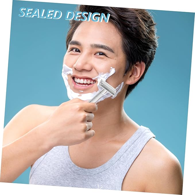 Manual Safety Razor Long Handle Double Edge Shaver for Men Retro Design with Comfortable Grip Easy to Clean and Detachable Blade for Close Shaving and Beard Grooming