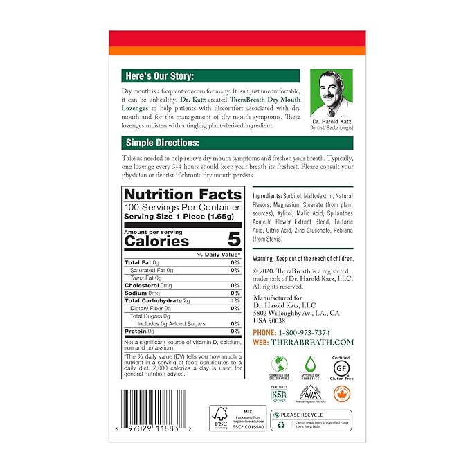 TheraBreath Dry Mouth Oral Rinse, Tingling Mint, Dentist Formulated, 16 Fl Oz (2-Pack) & Dry Mouth Lozenges with ZINC, Tart Berry Flavor, 100 Lozenges
