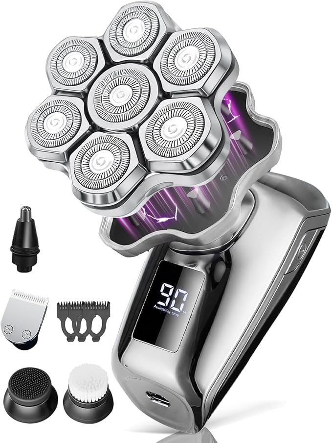 Head Shavers for Blad Men, 7D Floating Blades Electric Head Shaver, IPX7 Waterproof Wet Dry Bald Head Shaver, Magnetic Detachable Rechargable Head Shavers, Gifts for Man Male Father Husband