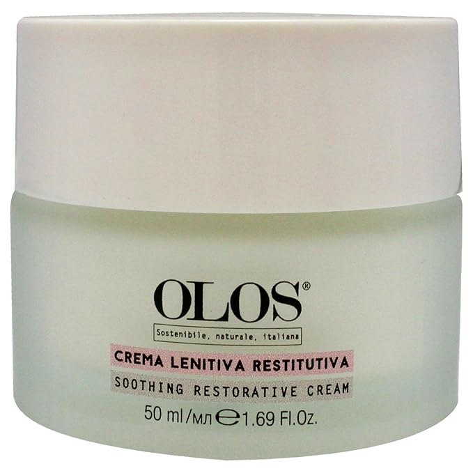 Olos Soothing Restorative Cream - Face Moisturizer - Face Lotion for Stress Signs and Redness - Face Cream with Aloe, Macadamia, Avocado Oil - 1.7 oz