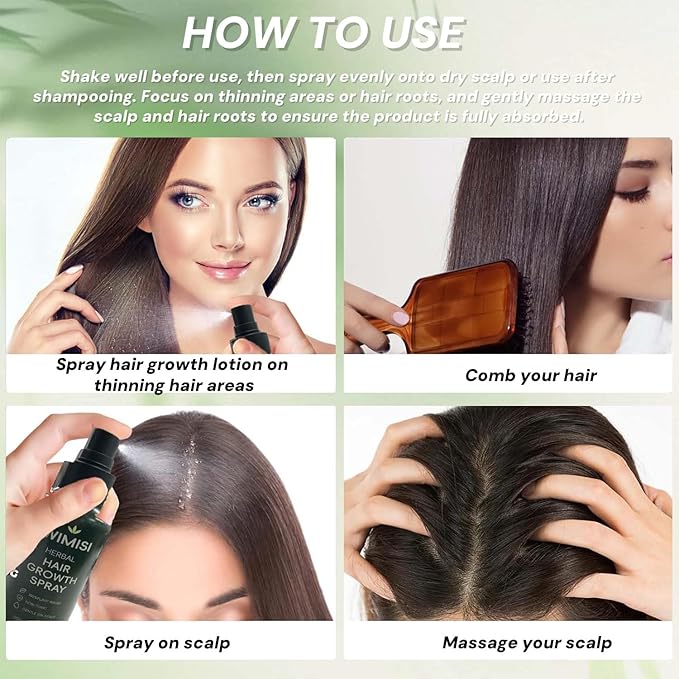 Hair Tonic Spray, Tónico para Cabello, Herbal Ginseng Hair Mist with Biotin & Keratin, Lightweight Daily Hair Care, Nourishing and Hydrating Spray for Men & Women, Non-Greasy Hair Strengthening Mist