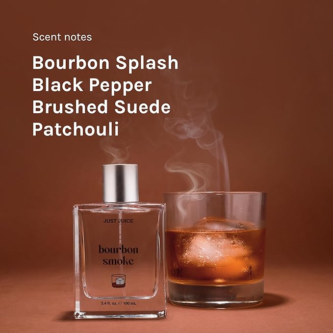 Just Juice Bourbon Smoke - Spicy, Warm Vanilla Perfume for Women and Men - Amber Perfume with Black Pepper, Cedar, Suede - 3.4 oz