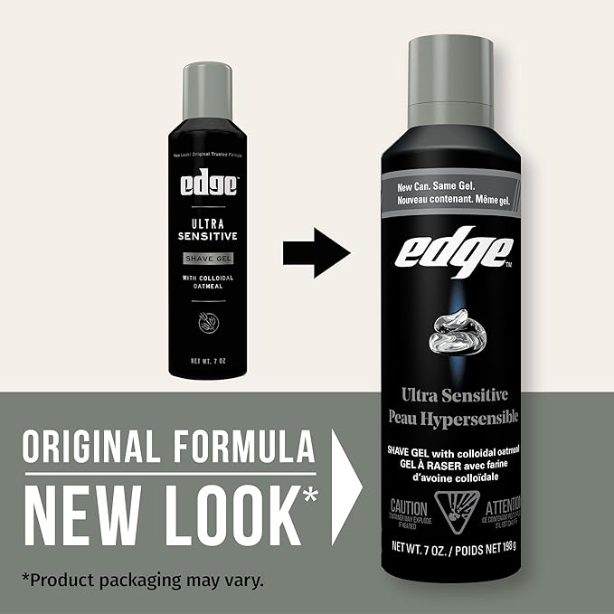 Edge Shaving Gel for Men, Ultra Sensitive with Colloidal Oatmeal, (6 Pack) - Shave Gel For Men That Moisturizes, Protects and Soothes To Help Reduce Skin Irritation