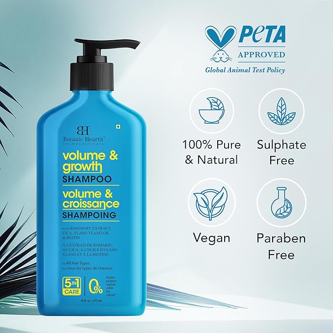 Botanic Hearth Rosemary Shampoo Infused With Cica, Ylang Ylang Oil & Biotin Oil – Clarifying Shampoo For Hair Volume, Growth & Strength | Paraben & Sulfate Free | For All Hair Types, 16 Fl Oz