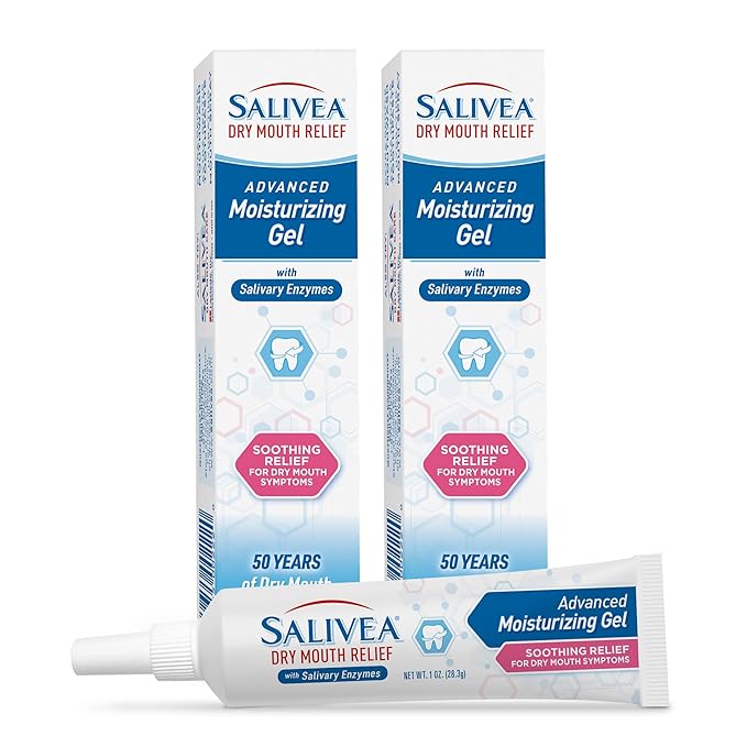 Salivea Dry Mouth Relief Gel Moisturizer, 1 oz Tube (2 Pack),Saliva Substitute Dry Mouth w/Salivary Enzymes & Moisturizers,Formulated without Alcohol,Non-Irritating, Soothing Formula for Oral Dryness