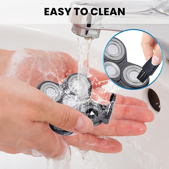 2Pcs Shaver Replacement Blades Refills Compatible with Freebird Head Shaver,Head and Face Electric Razor Shaver Head with 2 Cleaning Brush for Men Gift