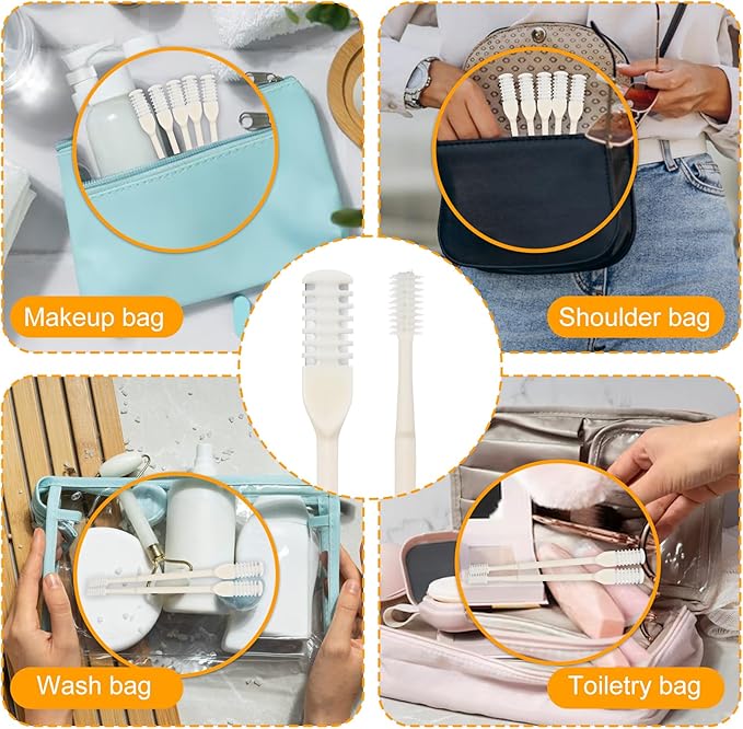 12 Pcs 2 in 1 Nasal Hair Cutter for Women Men, Double Sided Manual Nose Hair Trimmer Portable 360° Rotating Upgrade Nose Hair Knife with Soft Cleaning Brush Head, Travel Essentials (Cream)