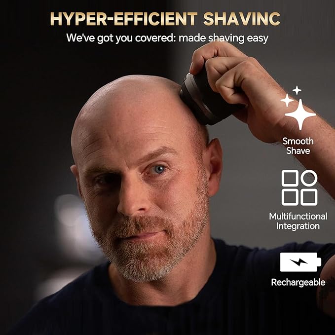 Head Shavers for Bald Men, 6 D Head Shaver LED Display Dry Wet Bald Head Razor, IPX7 Waterproof Skull Bald Head, Back & Groin Electric Razor, Rechargeable Flex Blades for a Close Shave
