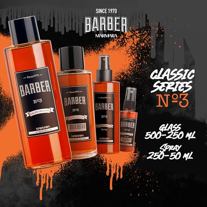 Marmara Barber Cologne - Best Choice of Modern Barbers and Traditional Shaving Fans Glass Bottle (500 ml, No3)