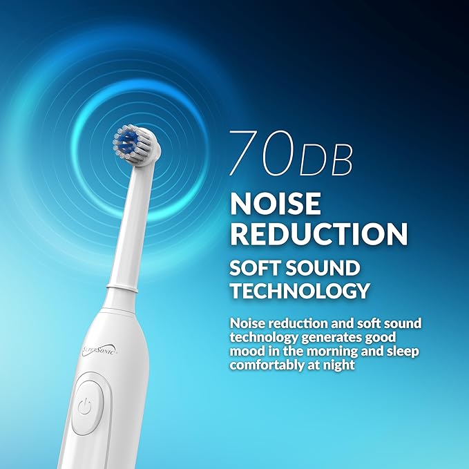 Supersonic TB-1000 Sonic Zoom+ Advanced Rotating Electric Toothbrush | 8,800 OPM | Wireless Charging | 3 Cleaning Modes | 6 Brush Heads | Auto Timer | Travel Case | Black (White)