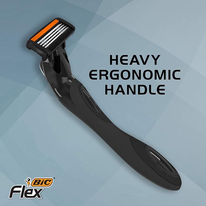 BIC Flex 4 Sensitive Hybrid Men's 4-Blade Disposable Razor, 1 Handle and 12 Cartridges
