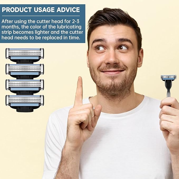 Precision Razor Blades 24Pcs Double Lubrication Strip Manual Razor Replacement Blades,Compatible with Mach 3 Razors Refills,Men's Manual Universal Shaver Blades