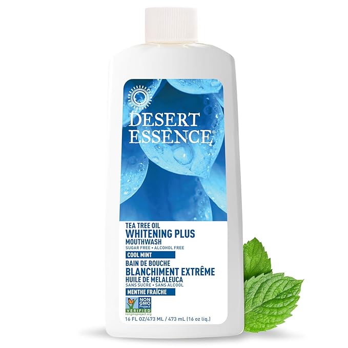 Desert Essence Mouthwash, Tea Tree Whitening Mint, 16 Fluid Ounce