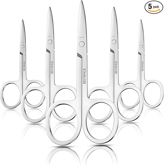 5-Piece Set of Facial Hair Small Trimmer Scissors For Men's and Women's Hair is suitable,Eyebrow, Nose Hair, Mustache, Beard, Eyelashes