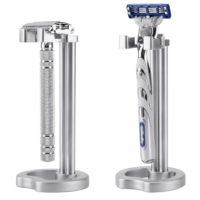 SANWA Deluxe Razor Holder Stainless Shaving Razor Stand,Dad Gifts,boyfriend Gifts,Husband Gifts for Him