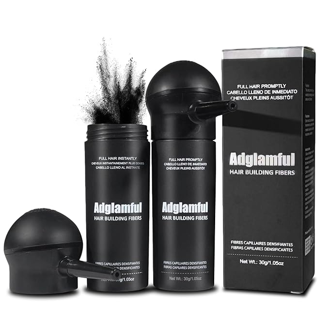 2PCS Hair Fibers for Thinning Hair, Hair Building Fibers Spray with Spray Applicator, Undetectable & Long-lasting, Instant Hair Coverage for Men & Women (Black, 30g*2)
