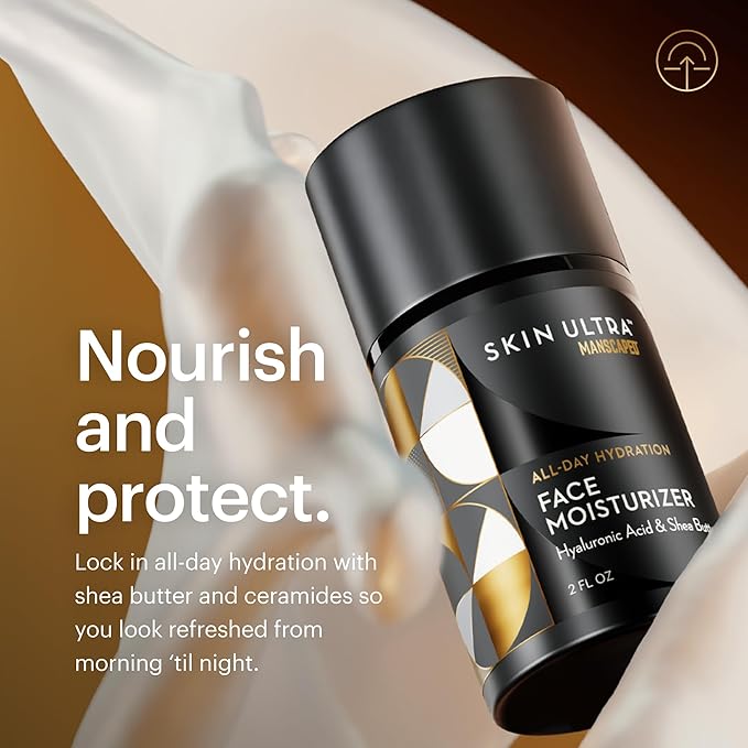 MANSCAPED® Skin Ultra™ Face Moisturizer - Men's Daily Hydrating Skincare Lotion Infused with Hyaluronic Acid, Vitamin E & Shea Butter, Non-Greasy, Fast Absorbing, 2 fl oz