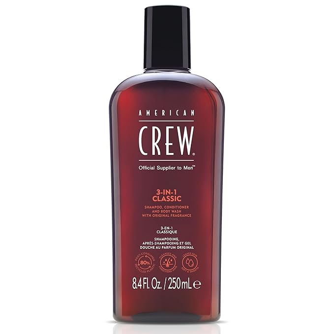 American Crew Shampoo, Conditioner & Body Wash for Men, 3-in-1, 8.4 Fl Oz