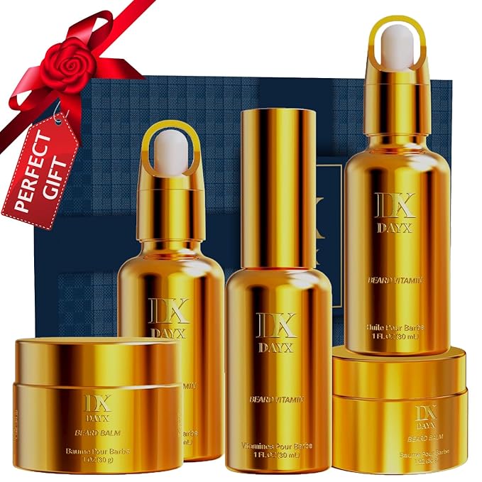 Beard Kit for Black Men: Beard Care Kit w/Balm, Oil & Vitamin Spray, All-Natural Ingredients for Men Grooming and Care, Ideal Fathers Day Birthday & Valentines Day Gifts for Him