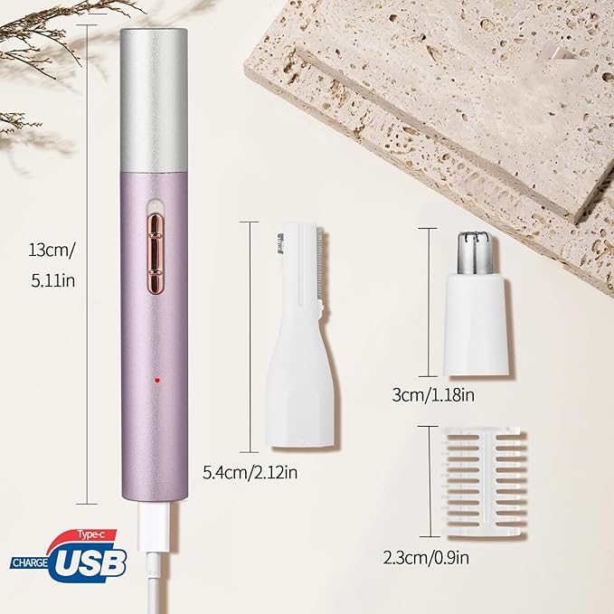 Yunmiss 2026 Rechargeable Nose and Ear Hair Trimmer for Women Men – Painless Facial and Eyebrow Hair Remover, Dual-Edge Blades, IPX7 Waterproof, Compact and Portable Electric Clipper