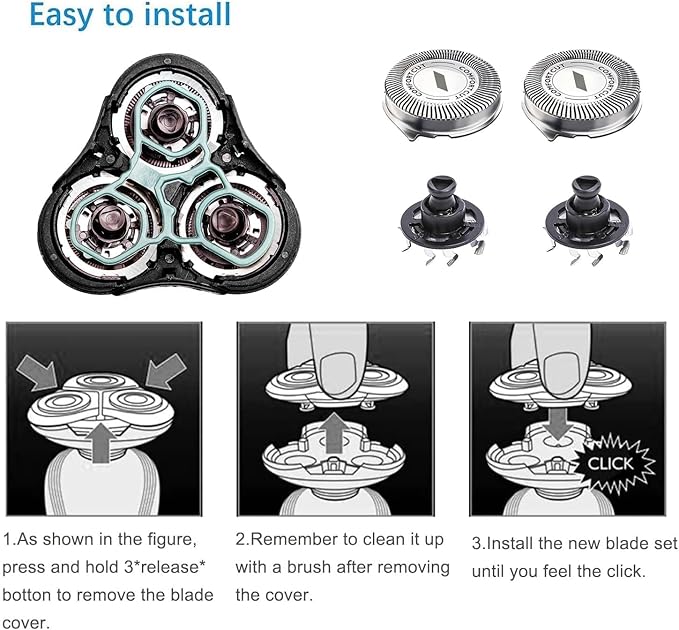 RQ11 Replacement Shaver Heads Compatible with Philips Norelco Sensotouch Replacement heads for Sensotouch 2D Electric Shaver(1100 Series),1150x, 1160x, 1170x 1180x,RQ11 Replacement Blades (1 Head)