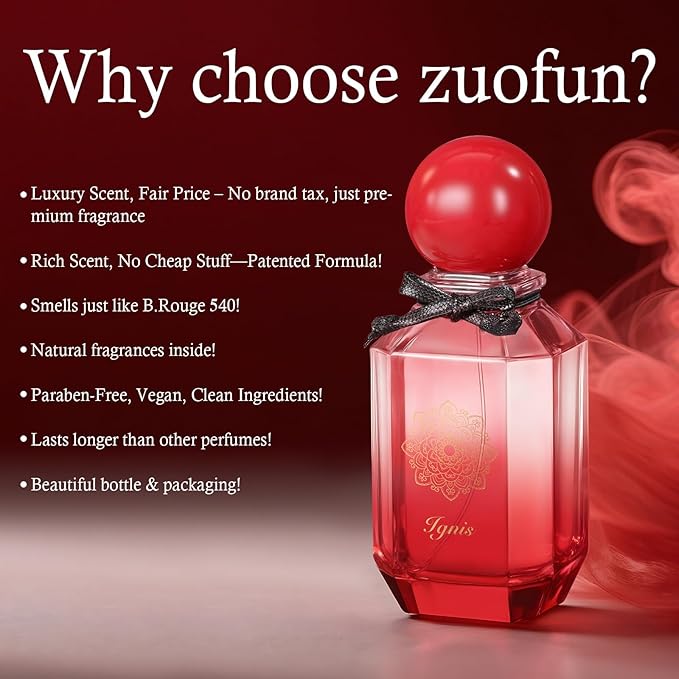 zuofun - Inspired by B.accarat R.ouge 540 - Eau De Parfum - No.9 Spray 3.4 Fl Oz (100ml) - Long-Lasting Perfume For Women & Men, Paraben Free, Vegan, Clean Ingredients, Unisex