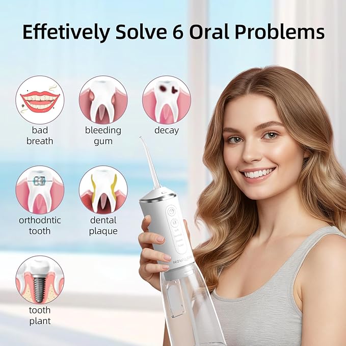 Water Flossers for Teeth: 360ML Larger Tank 4 Mode IPX7 Waterproof Cordless Oral Irrigator, 5 Jet Tips Rechargeable Dental Flosser for Brace, Implants & Sensitive Gums, Home&Travel Use
