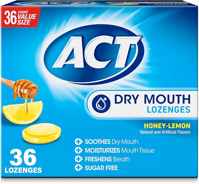 ACT Dry Mouth Lozenges with Xylitol, Sugar Free Honey-Lemon, 36 Lozenges