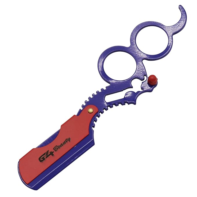 G4 Vision Universal Replaceable Half Blade Straight Razor with 100 blades, Professional Double Ring Barber Single Edge Shave Razor (Blue)