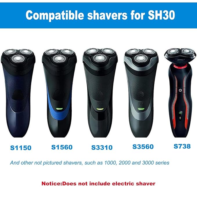 SH30 Replacement Heads for Philips Norelco 3000 Replacement Blades for phillips norelco 3000 Replacement Electric Shaving Head Blades Series 3000,2000,1000,3500 New Upgrade SH30/52 Heads 6Pack Brush*2
