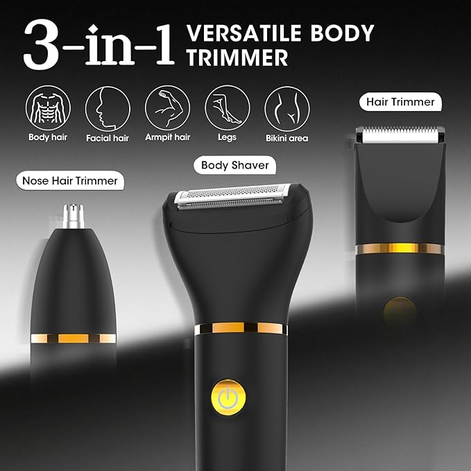 Manscape Body Hair Trimmer for Men: Pubic Hair Trimmer, 3 in 1 Versatile Electric Shaver for Groin,Face,Beard,Nose,Waterproof Body Groomer with Ceramic Blades, Mens Gifts