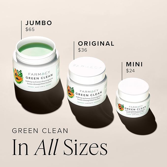 Farmacy Makeup Remover Cleansing Balm Bundle - Green Clean Waterproof Makeup Remover + Oil Based Cleanser - Gentle Exfoliating Double Cleanser - Melts From Balm to Milky Lather (50ml, 2 Count)