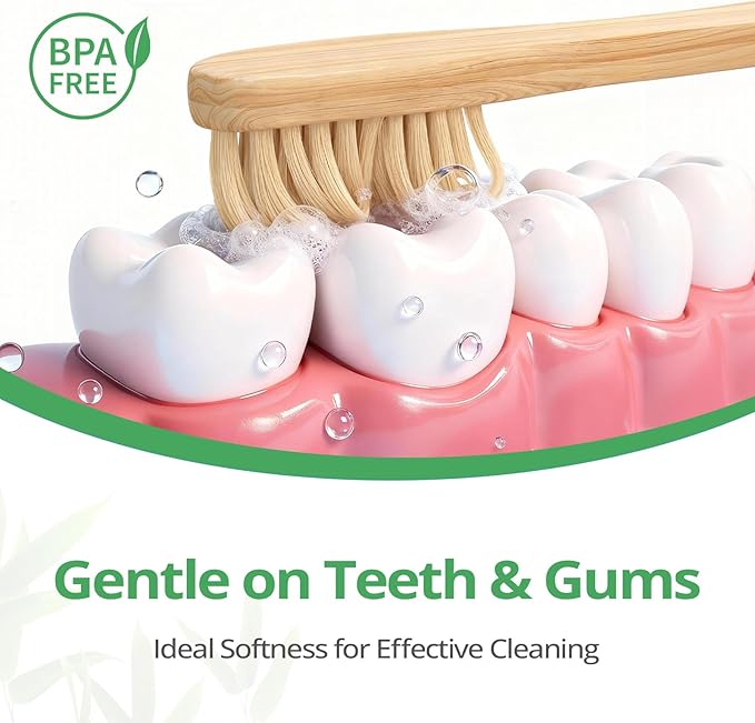 GENKENT Bamboo Toothbrushes 12 Pack Natural Toothbrushes BPA Free Soft Bristles Toothbrush Eco Friendly Charcoal Toothbrush for Travel