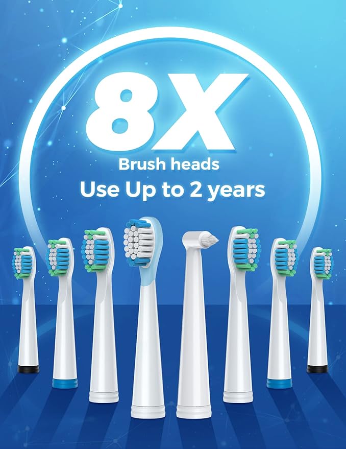 TEETHEORY Electric Toothbrush with Travel Case, Sonic Toothbrush for Adults with 8 Brush Heads for 2-Year Use, 40000 VPM Deep Clean Rechargeable Toothbrushes Last 30 Days with 5 Modes White
