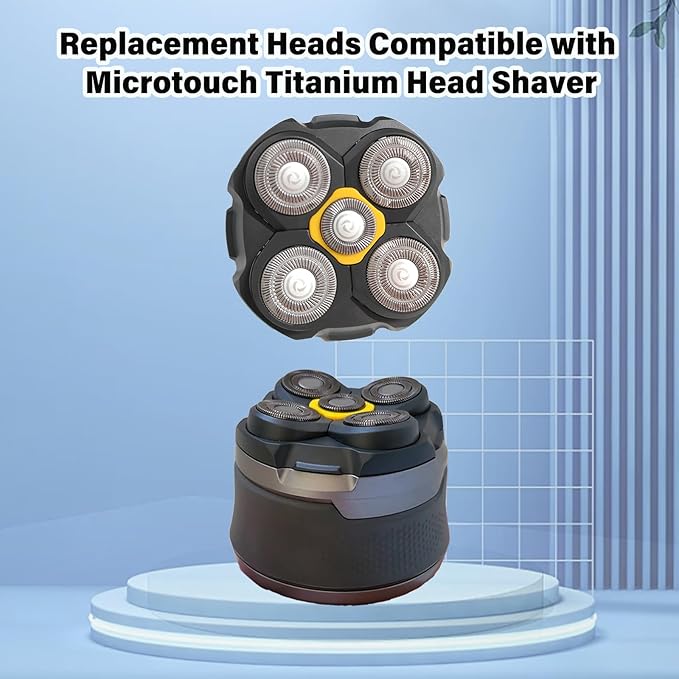Replacement Heads Compatible with Microtouch Titanium Electric Head Shaver, Titanium Razor Replacement Blades For Micro touch Head Shaver, Hypoallergenic Hair Clippers Blades For Bald Men - 4 Pack
