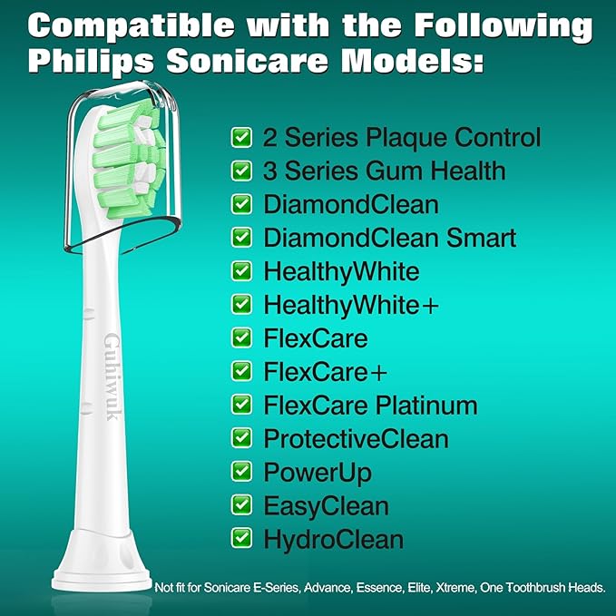 Designed for Sonicare Replacement Heads, Electric Toothbrush Replacement Brush Heads Compatible with Philips Sonicare, 10 Pack, White
